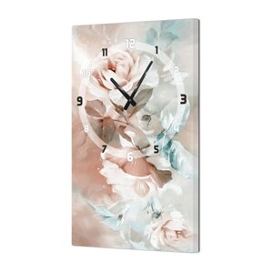 Часы-картина настенные, интерьерные "Цветы", бесшумные, 35 х 60 см