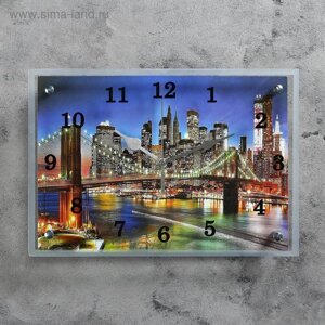 Часы-картина настенные, интерьерные "Ночной город и архитектура", бесшумные, 25х35 см