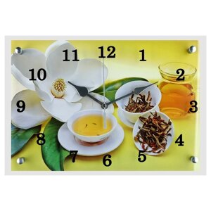 Часы-картина настенные, серия: Цветы, "Чайная церемония" 25х35 см