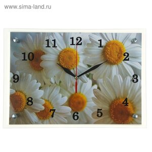 Часы-картина настенные, серия: Цветы, "Ромашки", 25 х 35 см