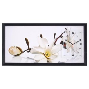 Часы-картина настенные, серия: Цветы, "Ветка с цветами и почками", 50 х 100 см