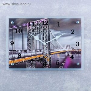 Часы-картина настенные, серия: Город, "Мост подвесной", 25х35 см