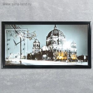 Часы-картина настенные, серия: Город, "Ночной Берлин", 50 х 100 см
