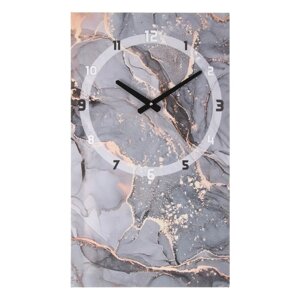 Часы-картина настенные, серия: Интерьер, "Серый мрамор", плавный ход, 35 х 60 см