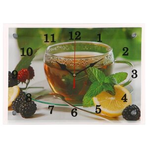 Часы-картина настенные, серия: Кухня, "Чай с лимоном и ежевикой", 25х35 см