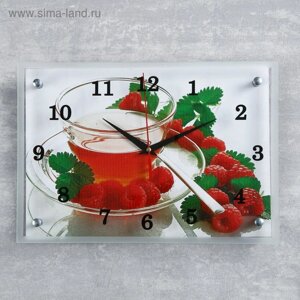 Часы-картина настенные, серия: Кухня, "Чай с малиной", 25х35 см