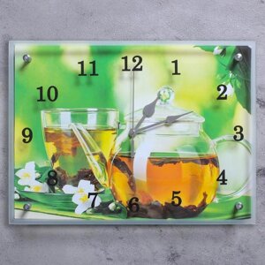 Часы-картина настенные, серия: Кухня, "Чайничек чая", 30х40 см