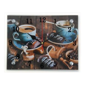 Часы-картина настенные, серия: Кухня, "Кофе и конфеты", 20х25 см