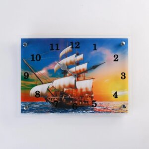 Часы-картина настенные, серия: Море, "Парусный корабль", 25х35 см