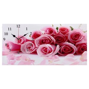 Часы-картина настеные, интерьерные "Нежные розы", бесшумные, 40 х 76 см