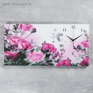 Часы-картина настеные, интерьерные "Розовые розы", бесшумные, 40 х 76 см