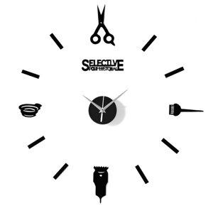 Часы-наклейка, серия: DIY, "Парикмахер", d-45 см, 1 АА, черные