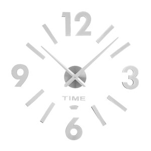 Часы-наклейка, серия: DIY, "Соломон", d-120 см, сек стрелка 39 см, цифра 12 см, АА, серебро
