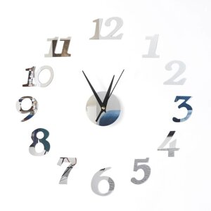 Часы-наклейка "Ясмина", d-45 см, сек. стрелка 13 см, цифра 7.5 х 5 см, серебро