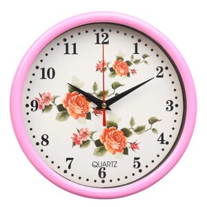 Часы настенные "Цветы", d-20 см, плавный ход