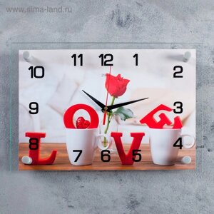 Часы настенные: Цветы, "Любовь", бесшумные, 25 х 35 см