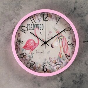 Часы настенные "Фламинго", d-30 см, плавный ход
