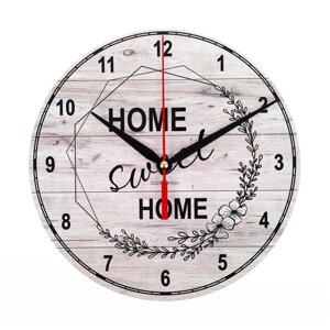 Часы настенные "Home sweet home", плавный ход, d-24 см