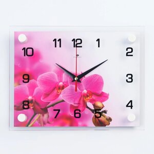 Часы настенные, интерьерные "Розовая Орхидея", 20 х 26 см