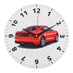 Часы настенные "Красный автомобиль", плавный ход, d=24 см