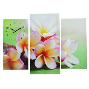 Часы настенные модульные, интерьерные "Сиреневые цветы", бесшумные, 60 х 80 см