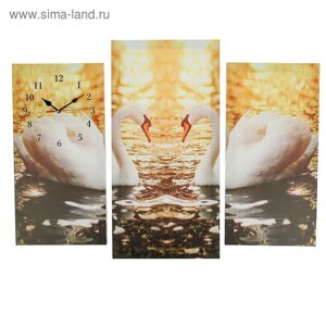 Часы настенные модульные «Пара лебедей», 60 80 см