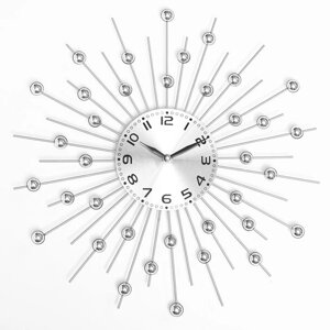 Часы настенные, серия: Ажур, "Зеркальные сферы", плавный ход, d-39 см, циферблат 13 см