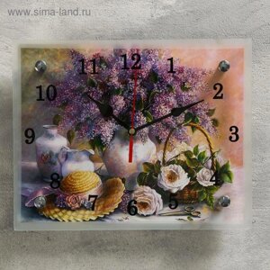 Часы настенные, серия: Цветы, "Сирень в вазе", 20х25 см