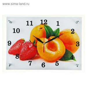 Часы настенные, серия: Кухня, "Абрикосы и клубника", 25х35 см