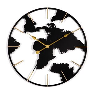 Часы настенные, серия: Лофт, "Карта мира", плавный ход, 1АА, d-60 см