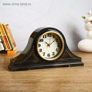 Часы настольные "Джуна", бесшумные, 35 х 18 см, корпус чёрный с золотом