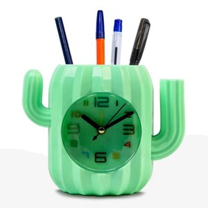 Часы - органайзер с будильником "Кактус", дискретный ход, d-7 см, 11 х 13.5 см, АА