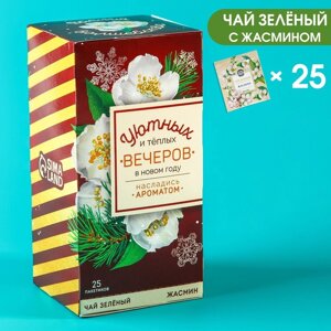 Чай зелёный в пакетиках «Новый год: Уютных и тёплых вечеров», вкус: жасмин, 25 шт.