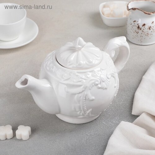 Чайник керамический заварочный «Винтаж», 900 мл, цвет белый