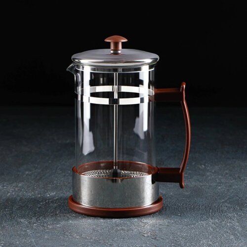 Чайник заварочный френч - пресс Доляна «Риц», 600 мл, стекло, цвет коричневый