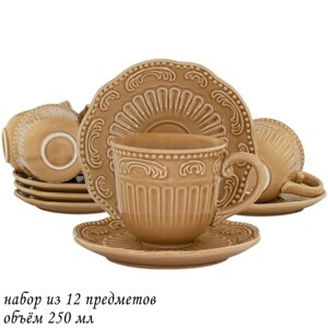 Чайный набор Lenardi «Бавария», 12 предметов, цвет карамельный