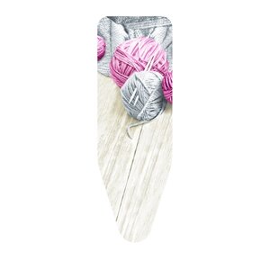 Чехол для гладильной доски «Клубки пряжи», серый/розовый, 130х50 см, хлопок