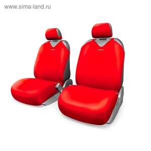 Чехол-майка AUTOPROFI R-1 SPORT PLUS R-402Pf RD, передний ряд, закрытое сиденье, полиэстер, 4 предмета, цвет красный