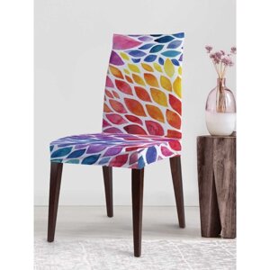Чехол на стул «Радужное цветение», декоративный, велюр