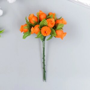 Цветы для декорирования "Роза Бланка" оранжевая 1 букет=12 цветов 10 см