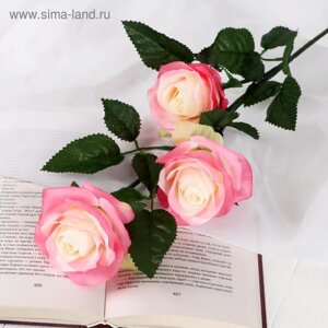 Цветы искусственные "Роза Жанна" 10х61 см, бело-розовый