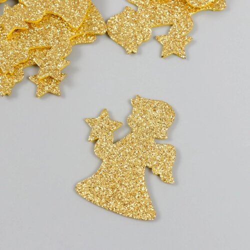 Декор "Ангелочек" золото 5 см набор 10 шт фоам глиттер