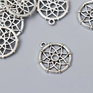 Декор металл для творчества "Ловец снов - цветок" серебро G195B585 2,2х1,9 см