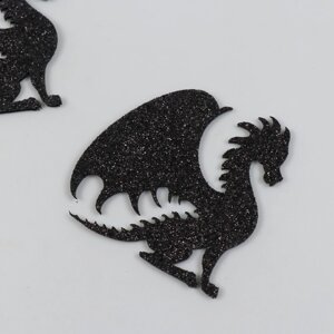 Декор на клеевой основе "Дракон, пламя" 6х6 см, чёрный набор 2 шт фоам глиттер