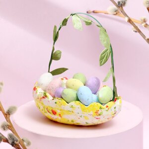 Декор пасхальный «Корзинка с яйцами» 8 12 14 см