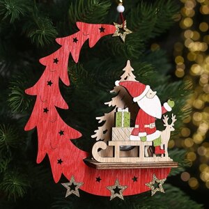 Декор с подсветкой «Дед мороз на санках» 15,5 4,5 18 см