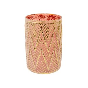 Декоративная стеклянная ваза-подсвечник, 111116,5 см, цвет розовый с золотым напылением