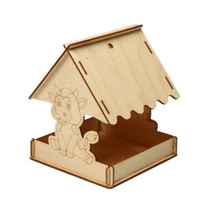 Деревянная кормушка-конструктор для птиц «Бычок» своими руками, 15.5 15 18.5 см, Greengo