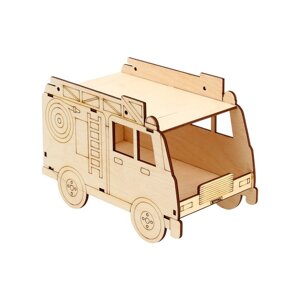 Деревянная кормушка-конструктор «Пожарная машина» своими руками, 22 12 14 см, Greengo
