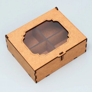 Деревянная коробка с ячейками «Рамка», 15.5 х 12.5 х 5 см